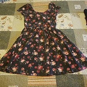 Black with roses skater dress